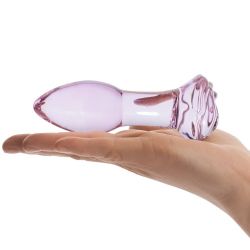 Szklany plug analny - Glas Rosebud Glass Butt Plug
