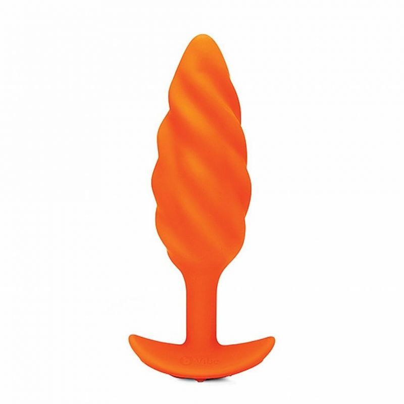 Plug analny wibrujący - B-Vibe Texture Plug Swirl Orange