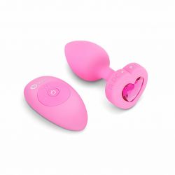 Plug analny wibrujący - B-Vibe Vibrating Heart Plug S/M Pink